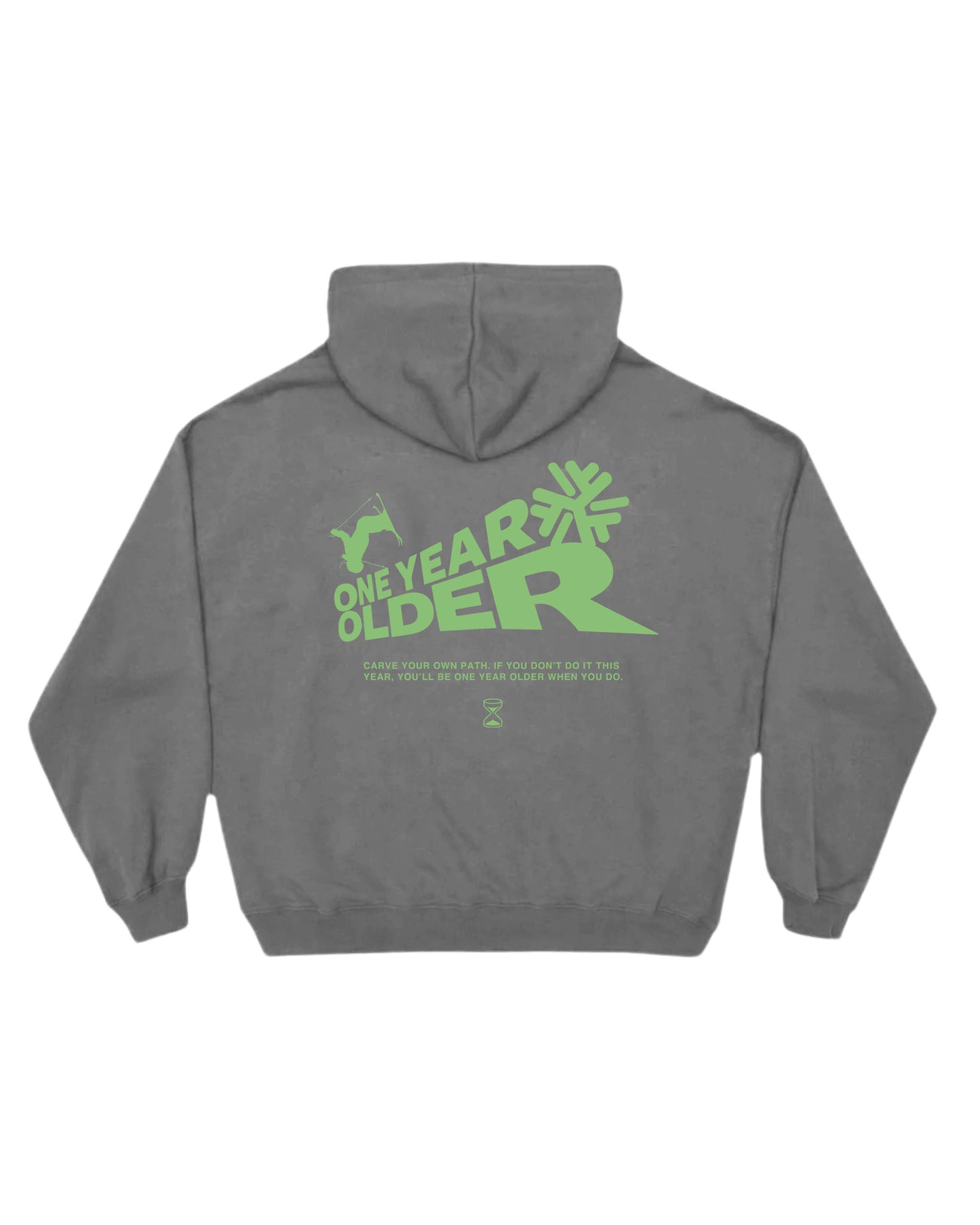 CARVE YOUR OWN PATH HOODIE // GRAY & LIME GREEN