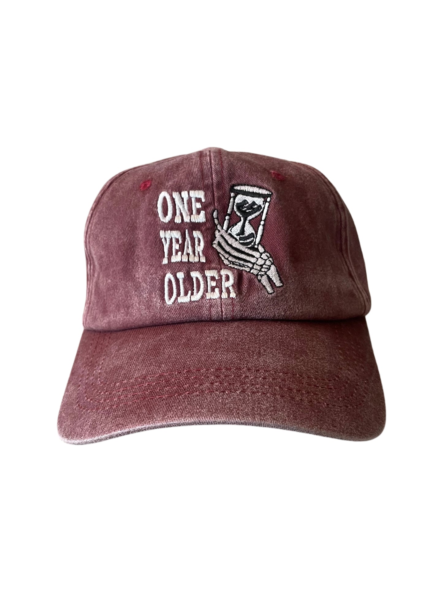 PREMIUM DAD HAT // ACID WASHED // VELCRO STRAP (RED WINE)